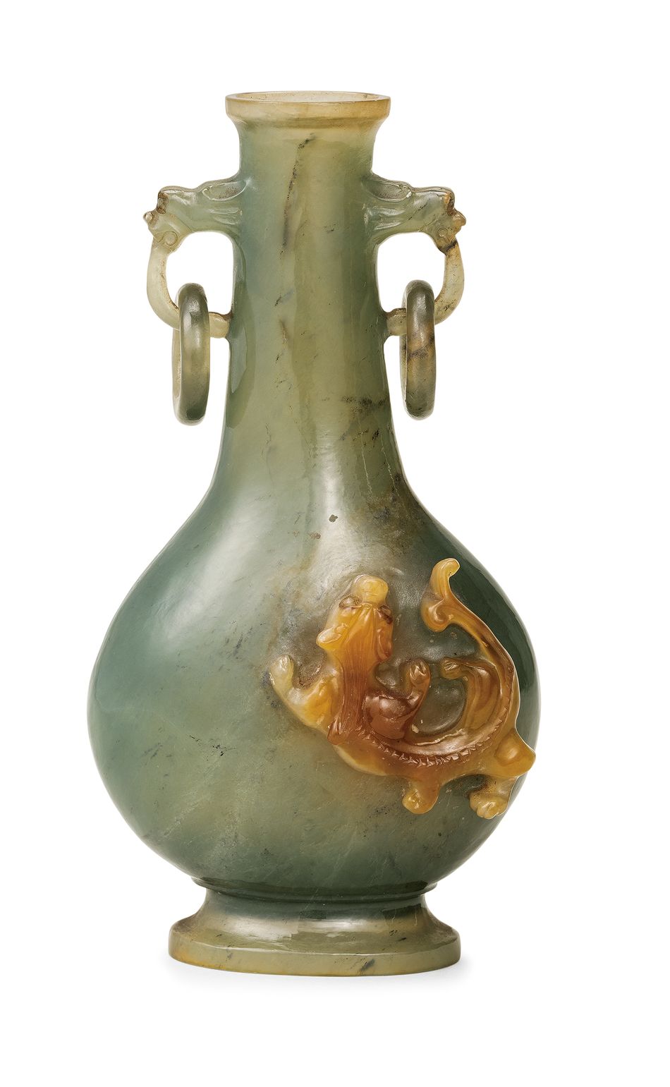 清 雙耳鋪首銜環螭龍翠玉瓶