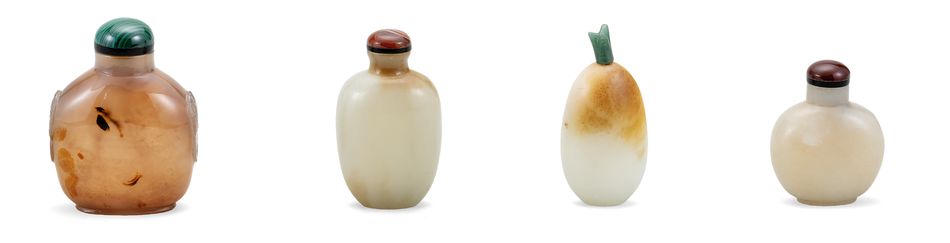 18/19世紀  各式鼻煙壺、玉瑞獸、白玉聯珠印及壽山石方章（八件一組）

壽山石「祥龍獻瑞」方章_x000D_
白料套褐「吉慶有餘」鼻煙壺_x000D_
白玉獸形鈕聯珠印 印文：堷 _x000D_
白玉帶皮入沁瑞獸珮_x000D_
瑪瑙光素鋪首鼻煙壺_x000D_
青白玉光素鼻煙壺_x000D_
白玉隨形鼻煙壺_x000D_
白玉光素鼻煙壺 _x000D_
