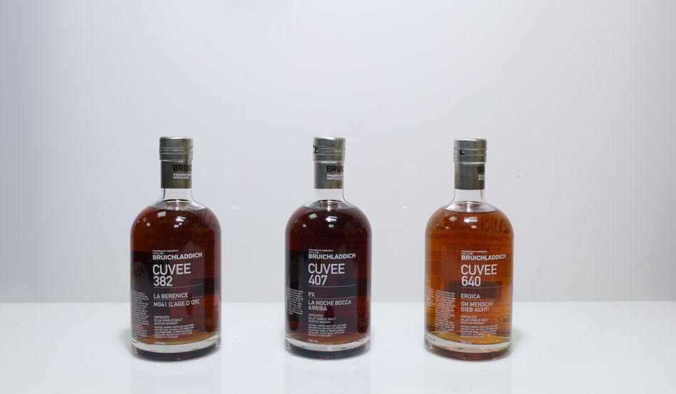 Bruichladdich 21 Years Old Cuvée 382 La Berenice/Bruichladdich 21 Years Old Cuvée 407 PX/Bruichladdich 21 Years Old Cuvée 640 Eroica