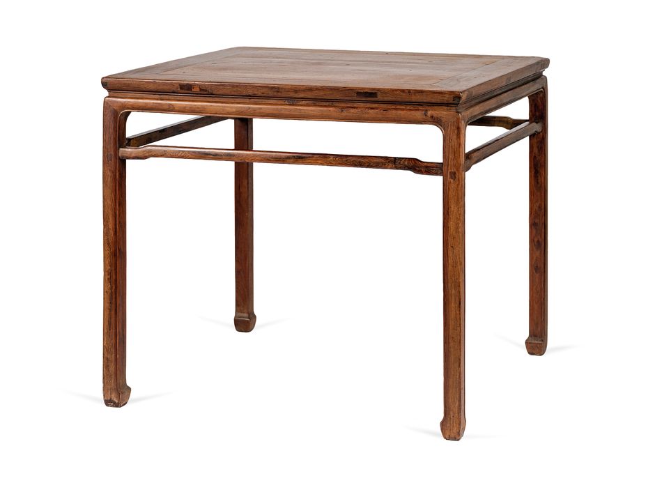 清 黃花梨羅鍋棖馬蹄足方桌